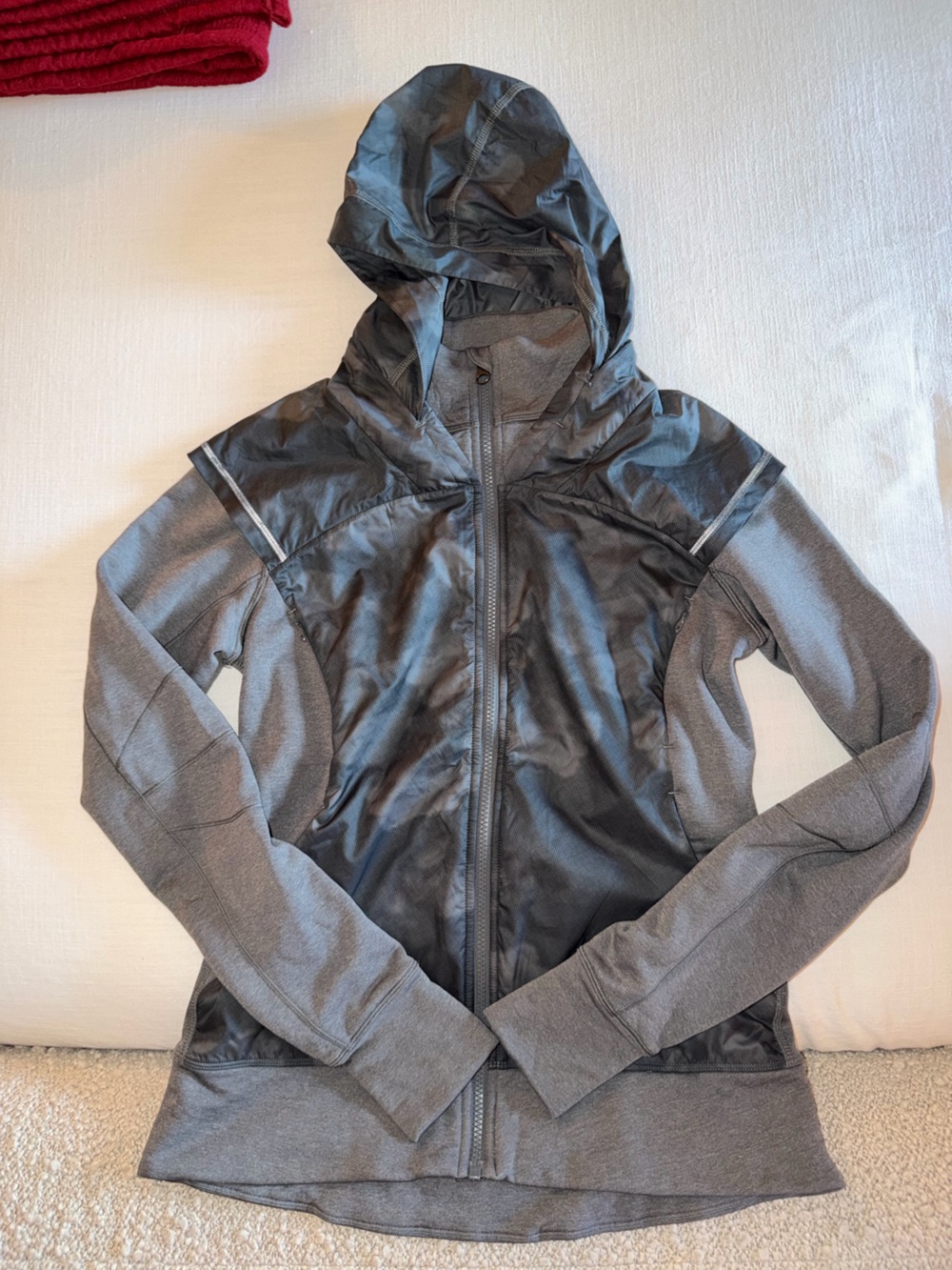 lululemon athletica Gray and Black Hooded Hybrid Jacket